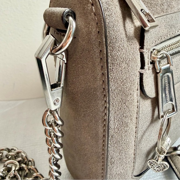 Rebecca Minkoff Gray Suede Crossbody Bag w/ Chain Strap & Heart Charm - Picture 6 of 10